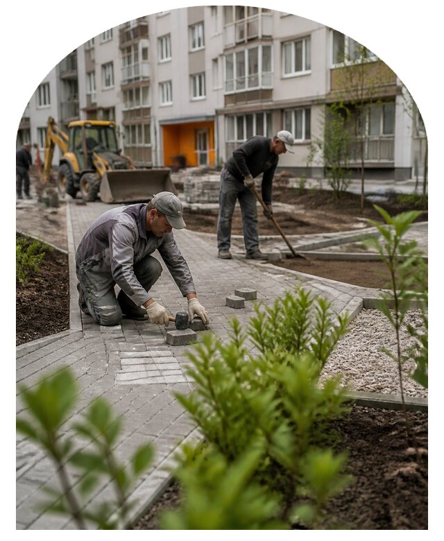 Благоустройство двора многоквартирного дома в Кизилюрте